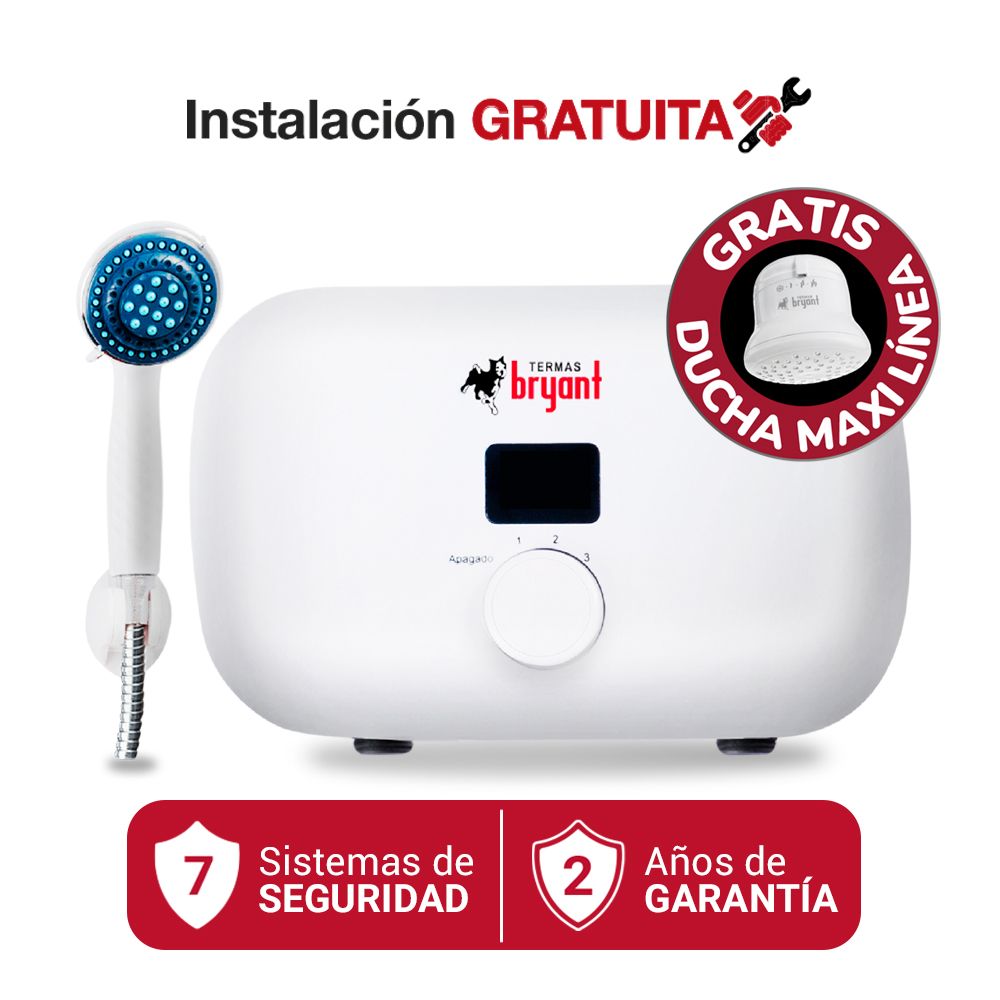Imagen 2 del producto Rapiducha One Bryant, 4500W, ducha cromada, 4 temperaturas regulables, blanco